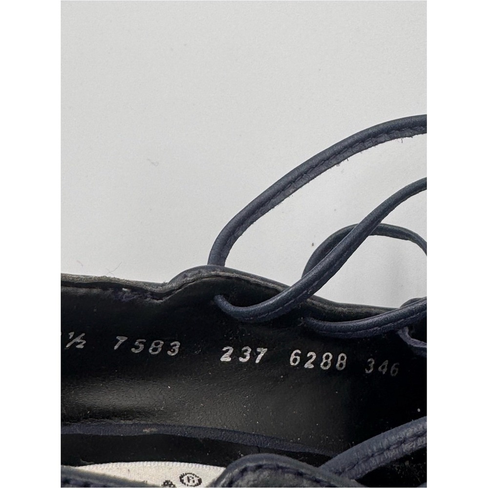 ❤️ ANDREA Navy Blue Lace-Up Pointed Toe Stiletto Pumps US 5.5 - Picture 8 of 14
